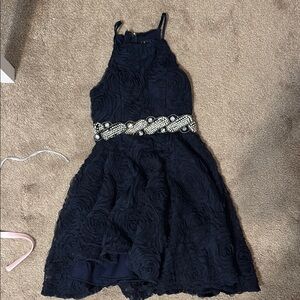 Elegant Black Kids Dress with Beaded Belt